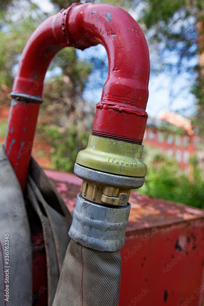 fire hose and old metal connection fire hose and old metal connection