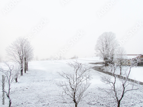Wallpaper Mural Photograph of a white, snowy landscape before sunrise in Kitzbuhel, Austria Torontodigital.ca