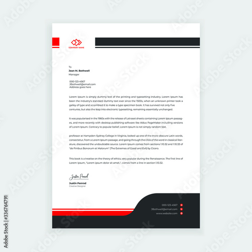 Letterhead design template for business and corporate company	
