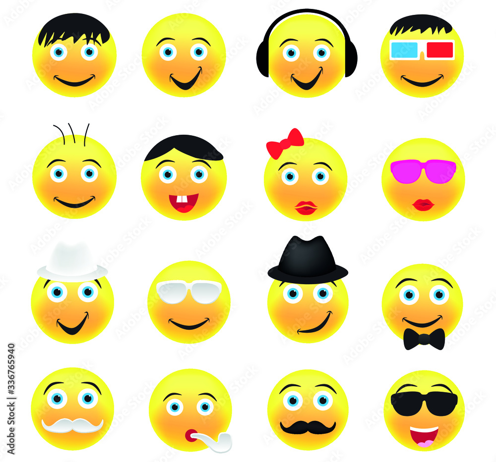Set of funny smileys.Emoticon icons collection. Set of funny smileys.Emoticon icons collection.