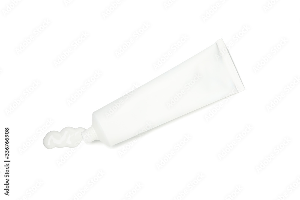Blank tube with toothpaste isolated on white background