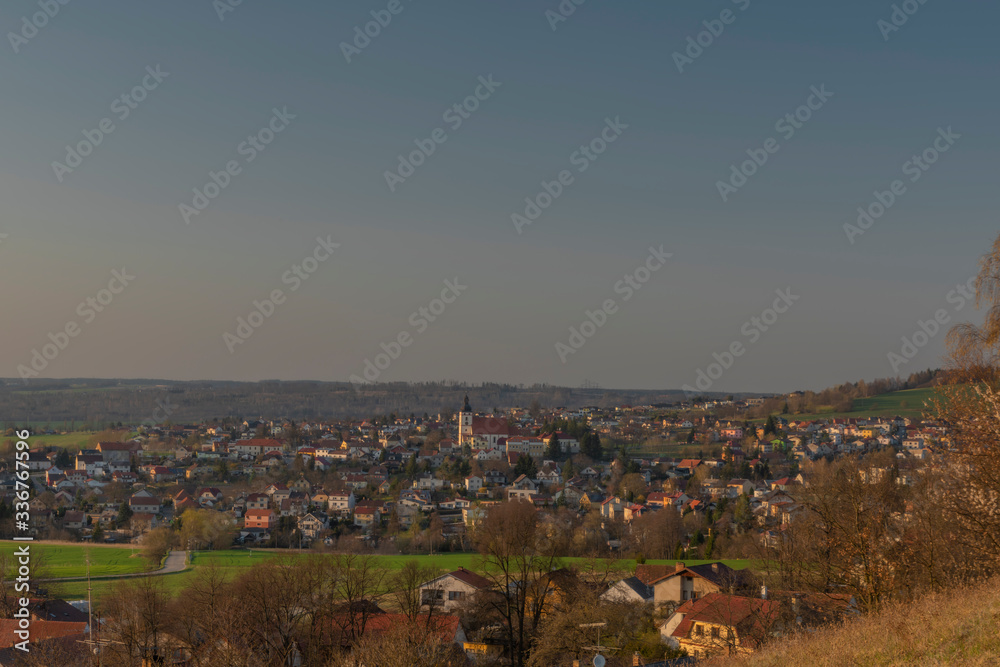 Rudolfov part of city of Budweis in sunset color evening