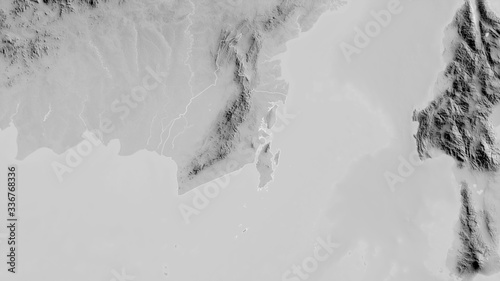 Kalimantan Selatan, Indonesia - outlined. Grayscale photo