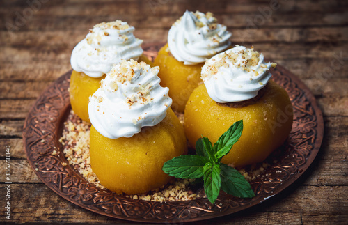 Traditional Bosnian apple cake filled with walnuts