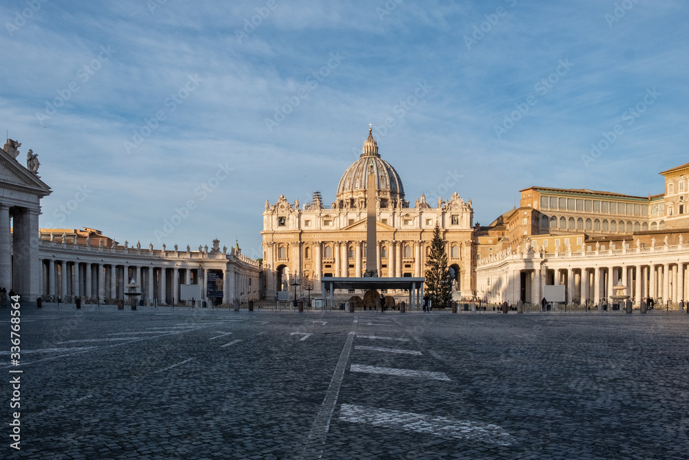 Square of St. Peter's Basilica in the Vatican. Roma, Italy 
