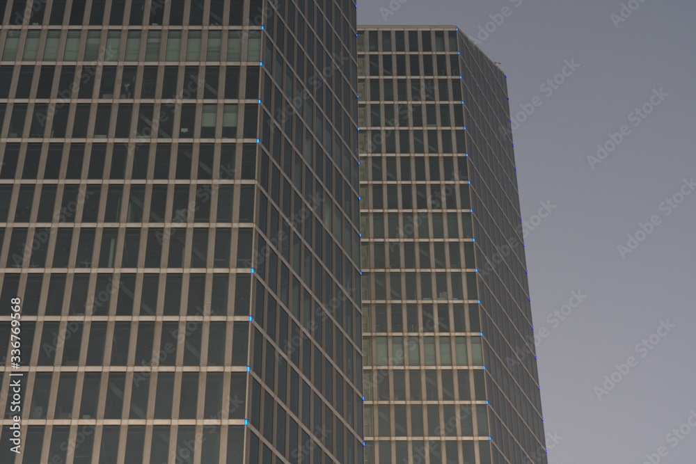 Facade of Highlight Towers in Munich, Germany at evening Facade of Highlight Towers in Munich, Germany at evening