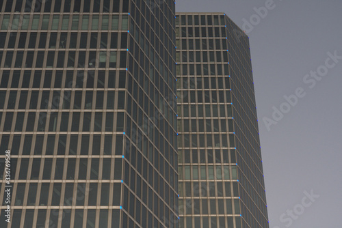 Facade of Highlight Towers in Munich, Germany at evening 