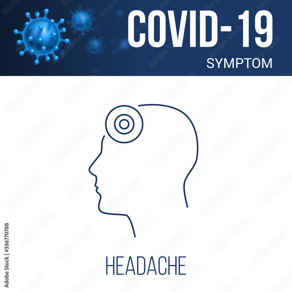 Coronavirus Symptoms Icon. Headache Linear Symbol Design from Diseases Collection. Simple Outline Element Illustration on White Background Coronavirus Symptoms Icon. Headache Linear Symbol Design from Diseases Collection. Simple Outline Element Illustration on White Background