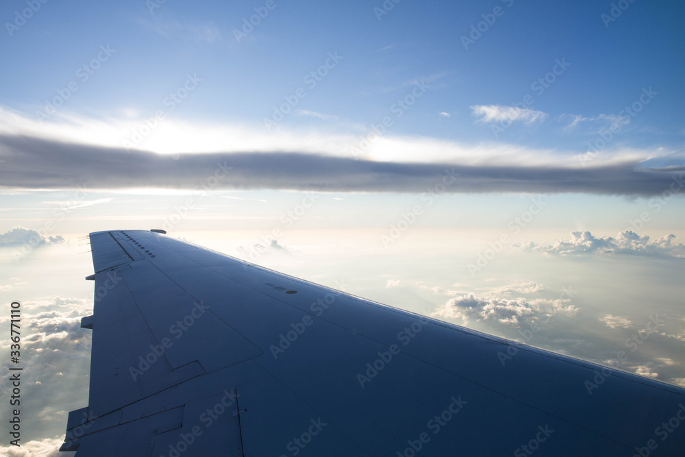 sky over plane wing