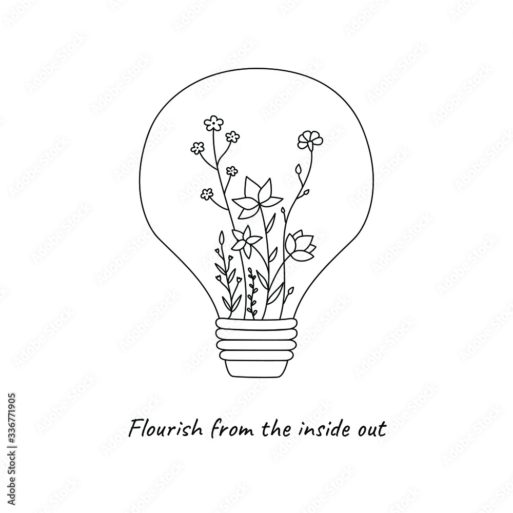 Simple flower sketch drawing, elegant tattoo design. Hand drawn flowers