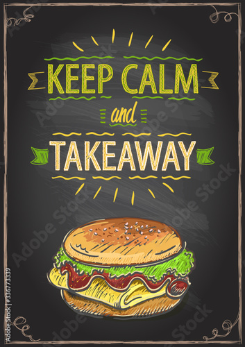 Keep calm and takeaway quote vector card