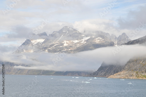 Prince christianssund passage, greenlandic mountains from abord the ship