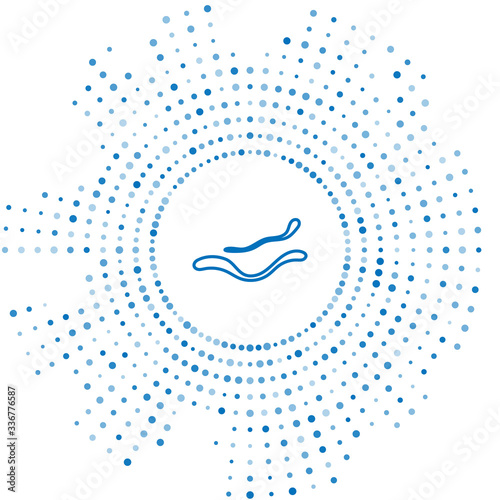 Blue line Ebola virus disease icon isolated on white background. Abstract circle random dots. Vector Illustration
