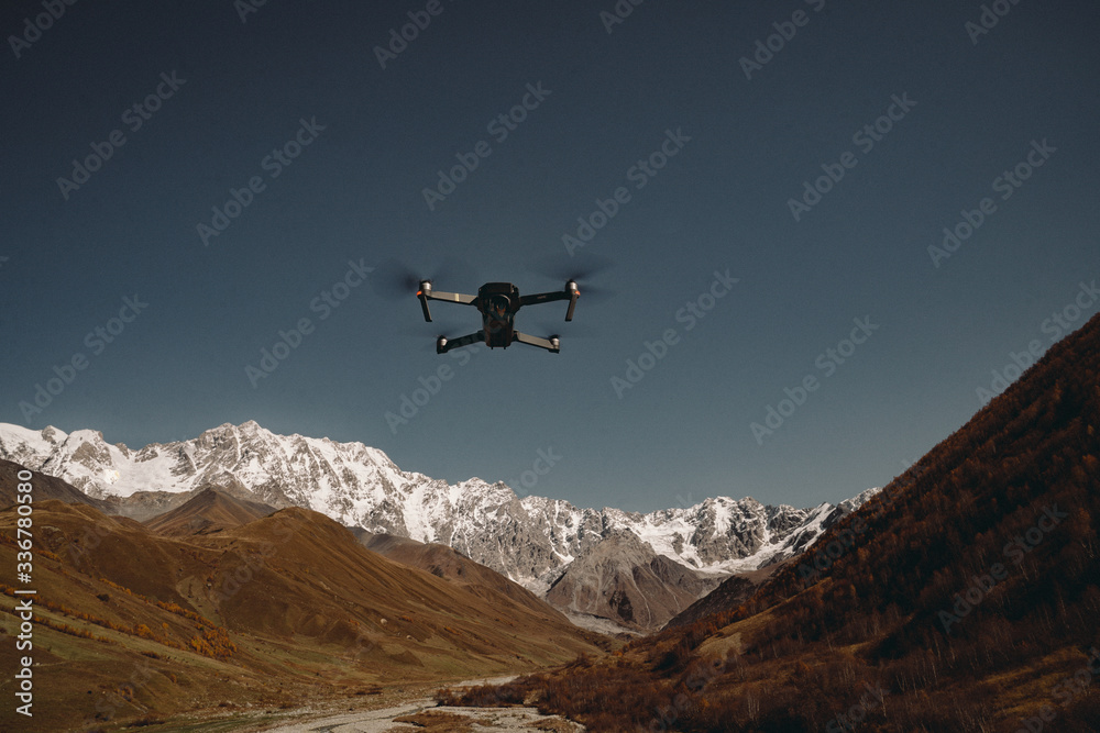 drone in the air over the mountains close-up drone in the air over the mountains close-up