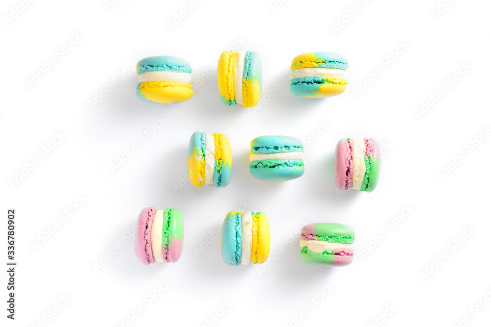 Obraz premium fresh colorful macarons isolated on white