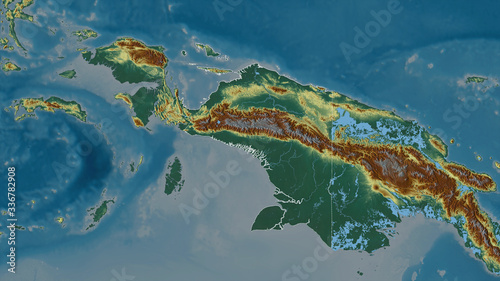 Papua, Indonesia - outlined. Relief
