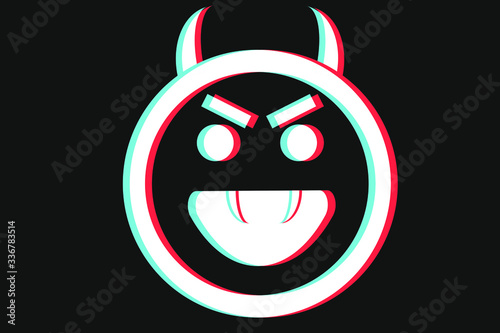 Smile icon Vector illustration in blue red and white colors