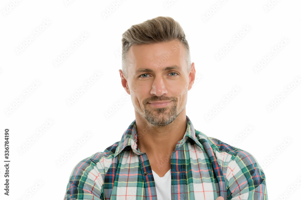 Looking handsome. Handsome middle-aged man isolated on white. Handsome look of unshaven adult. Mens grooming. Barbershop. Skincare. Casual fashion style. Handsome and attractive Looking handsome. Handsome middle-aged man isolated on white. Handsome look of unshaven adult. Mens grooming. Barbershop. Skincare. Casual fashion style. Handsome and attractive