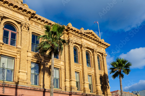 Built in 1895, the Hutchings building in historic Galveston. It is renaissance revival style and is located on the famous Strand Avenue, then known as Wall Street of the Southwest