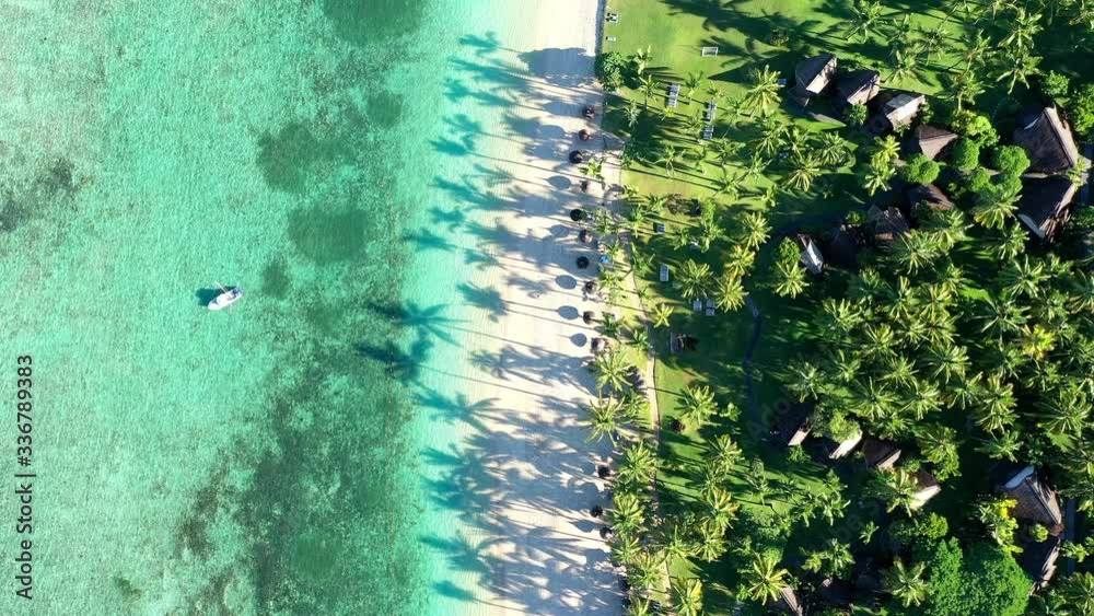 The beach at Flic en Flac with luxury hotel La Pirogue Resort & Spa and palm trees, , Mauritius, Africa