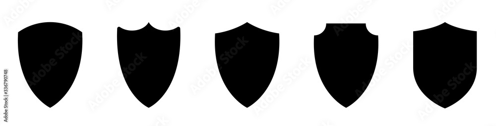 Shield icons set. Shield shape icons. Symbol shape. Different shields collection. Police badge. Security sumbol. Protect shield flat style - stock vector.
