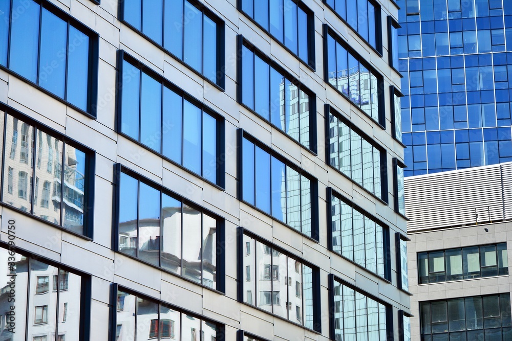 Office building in city center on a background closeup