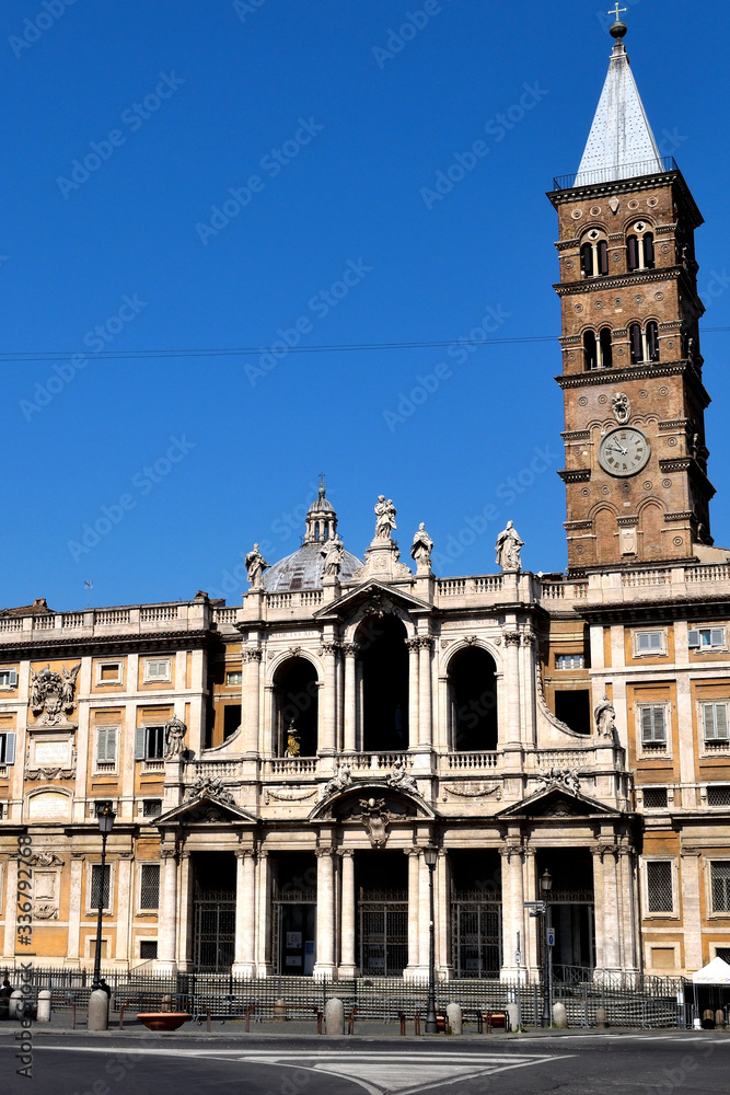 View of the Basilica di Santa Maria Maggiore without tourists due to the lockdown