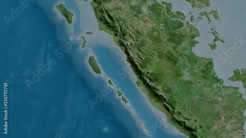 Sumatera Barat, Indonesia - outlined. Satellite