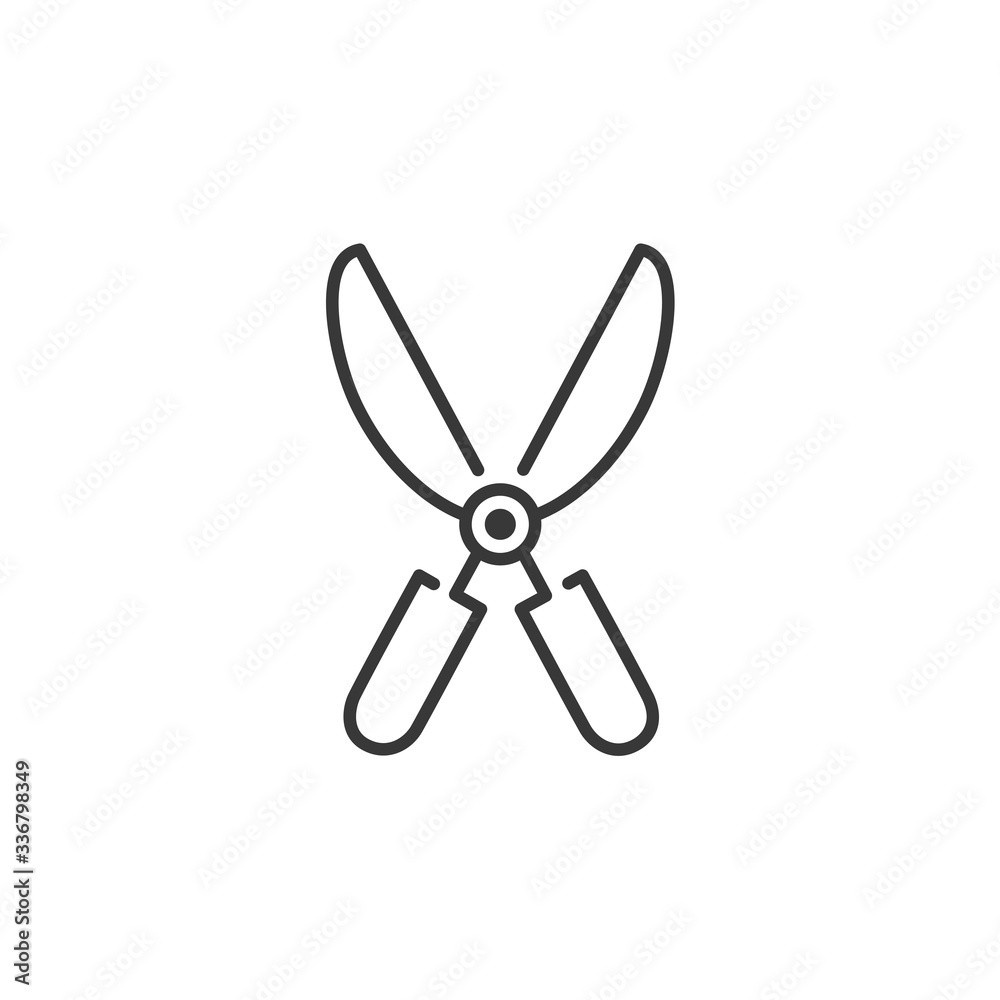 Gardening shears. Outline icon. Tool vector illustration Gardening shears. Outline icon. Tool vector illustration