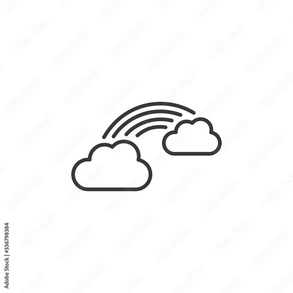 Rainbow and clouds. Outline icon. Weather vector illustration Rainbow and clouds. Outline icon. Weather vector illustration