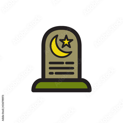 islamic gravestone line icon, vector illustration