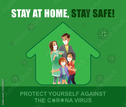Stay at home, stay safe vector illustrations, Precaution of new Coronavirus, Prevention is better than cure, awareness ampaign vector illustrations