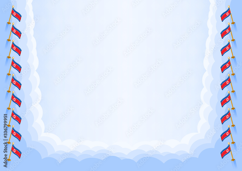 Obraz premium Horizontal frame and border with North Korea flag