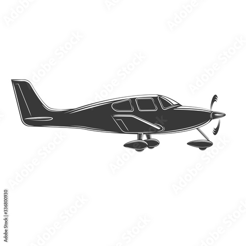 Small plane vector illustration. Single engine propelled aircraft.