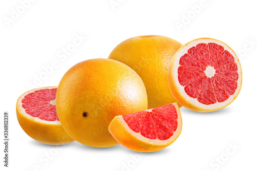 Red grapefruit on a white isolated background