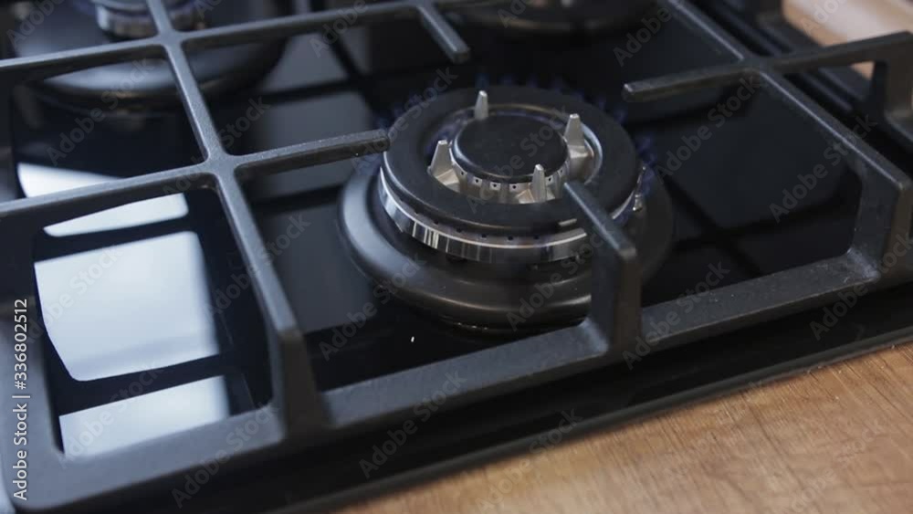 Burning gas stove burners. Movement from bottom to top. Burning gas stove burners. Movement from bottom to top.