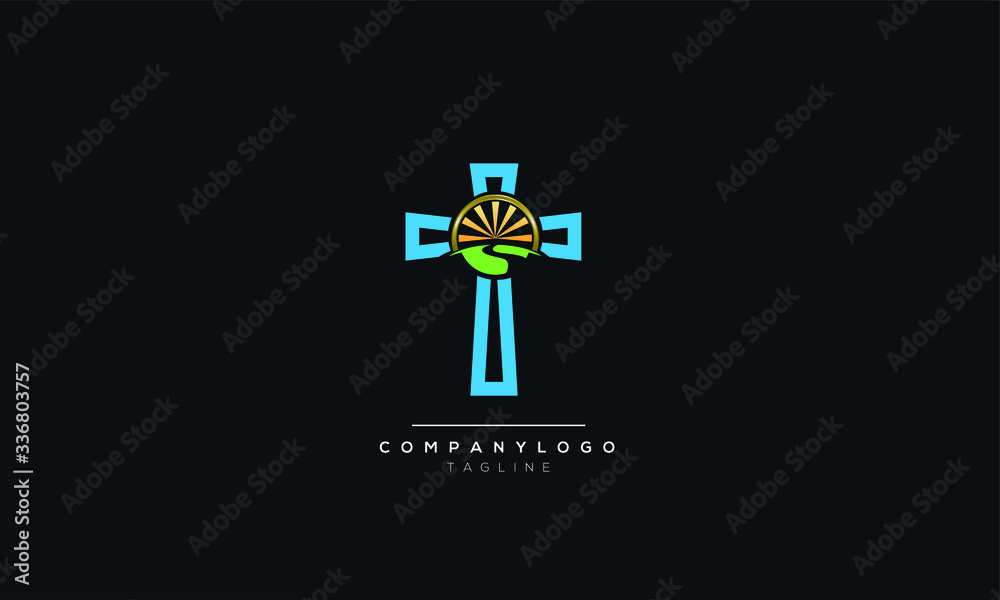 Church logo. Christian symbols. The Cross of Jesus, the fire of the Holy Spirit Church logo. Christian symbols. The Cross of Jesus, the fire of the Holy Spirit