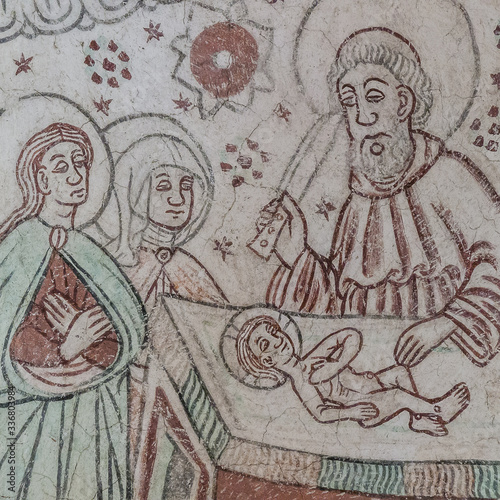 Canvas Print a gothic fresco of the circumcision of Jesus