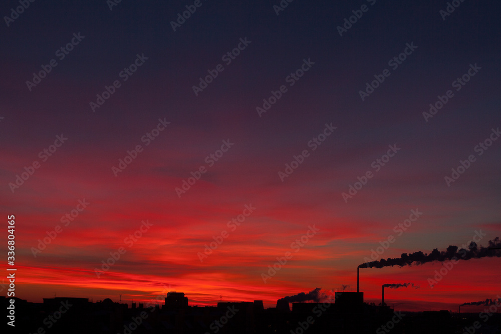 Industrial landscape on sunset