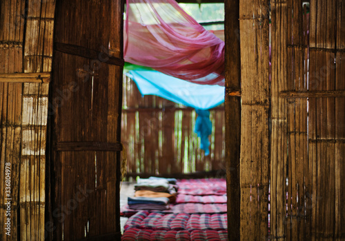 Straw hut with mosquito nets, Chiang Mai, Thailand