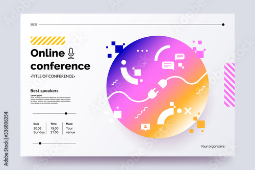 Invitation web banner to the online conference. Business webinar invitation design. Announcement poster concept. Modern abstract technology background with place for text. Vector eps 10.