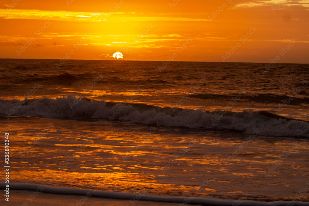 Burning Ocean Sunrise on the Beach
