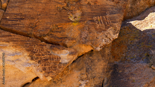 Fototapeta Naklejka Na Ścianę i Meble -  Ancient Petroglyphs at Chalfant Valley in the Eastern Sierra
