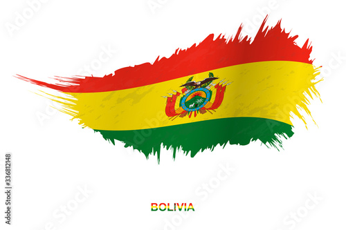 Flag of Bolivia in grunge style with waving effect. photo