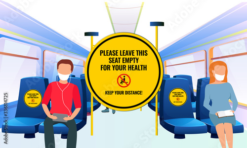 
public transport please leave this seat empty for your health social distance vector