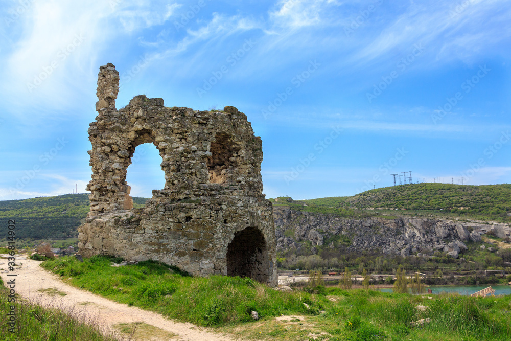 The ruins of the fortress Kalamita. Inkerman, Republic Of Crimea.