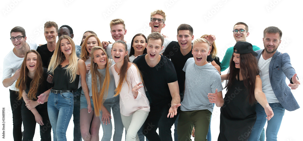 group of cheerful young people standing together