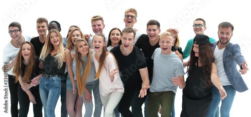 group of cheerful young people standing together