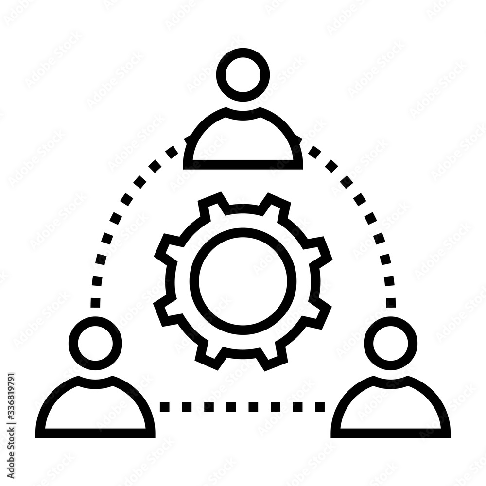 Teamwork concept design. Business project team symbol. Line icon illustration for perfect web and mobile UI design. Teamwork concept design. Business project team symbol. Line icon illustration for perfect web and mobile UI design.