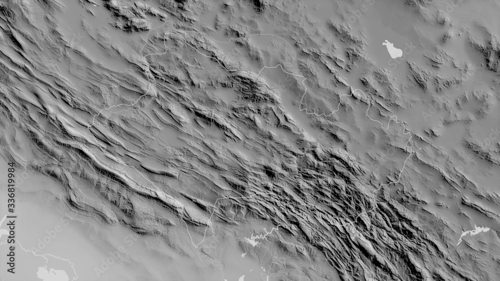 Fototapeta premium Lorestan, Iran - outlined. Grayscale